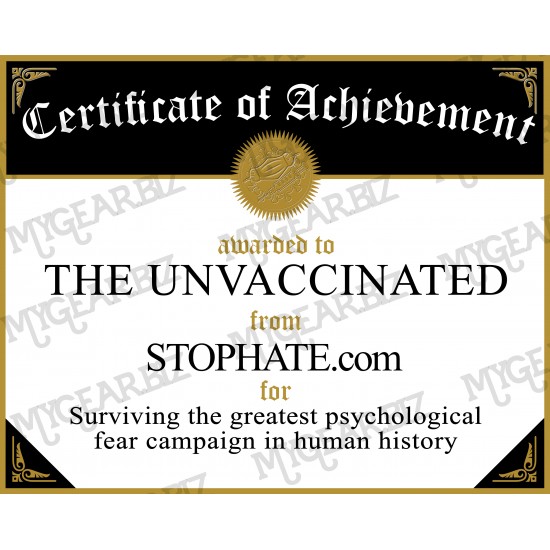 Certificate for the Unvaxxed